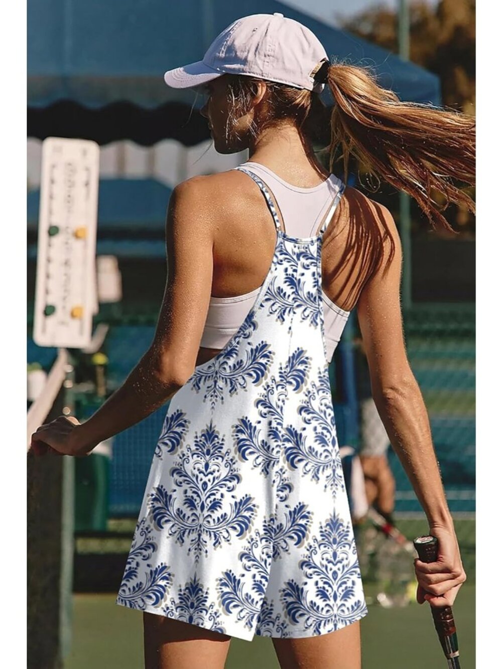 Womens White Italian Casual Sleeveless Short Overall Boho Spaghetti Strap Romper - Picture 4 of 6